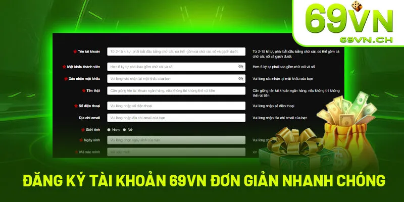 Đăng ký tài khoản tại nền tảng 69VN đơn giản và nhanh chóng